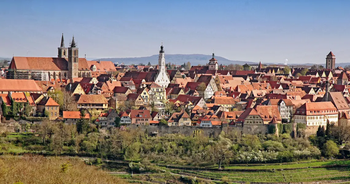 Panorama Rothenburg ob der Tauber Taubertal vista de la ciudad silueta